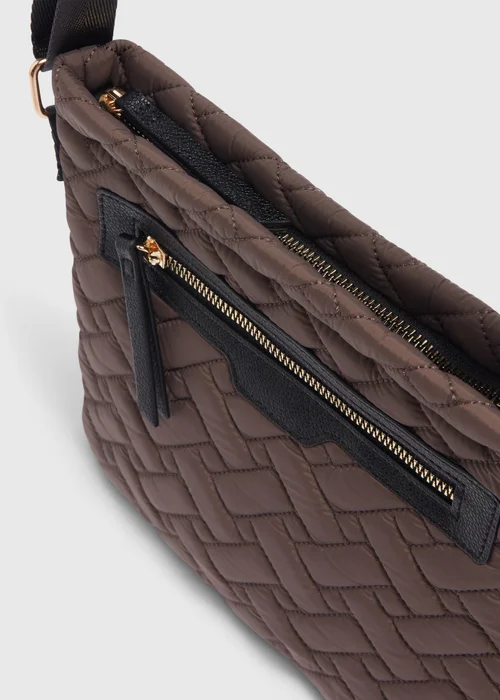 Mink Nylon Textured Crossbody Messenger Bag - One Size Image 4