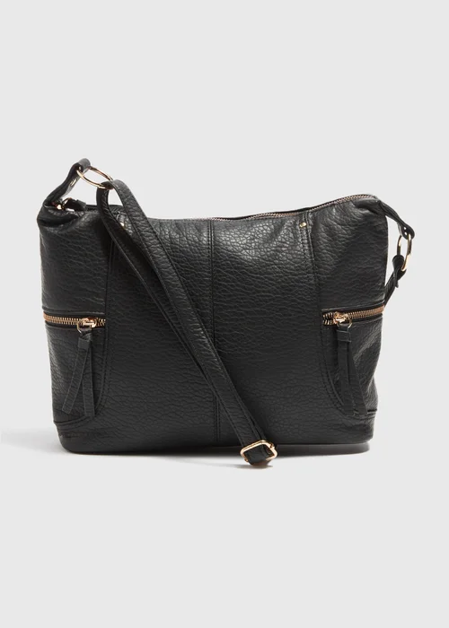 Black Slouch Cross Body Bag - One Size Image 3