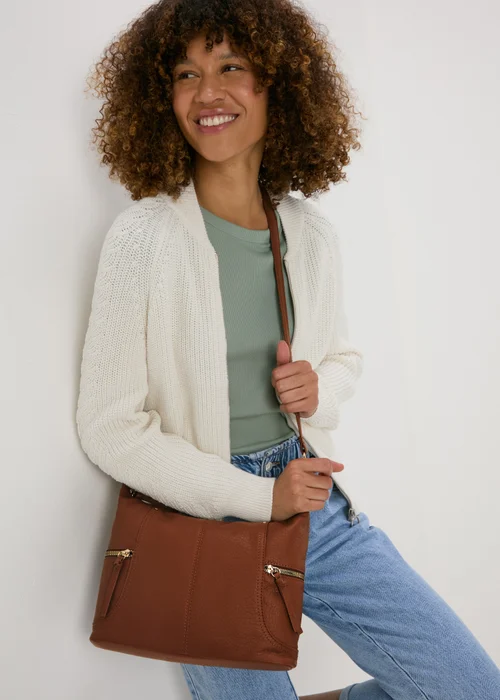 Tan Slouch Cross Body Bag - One Size Image 1