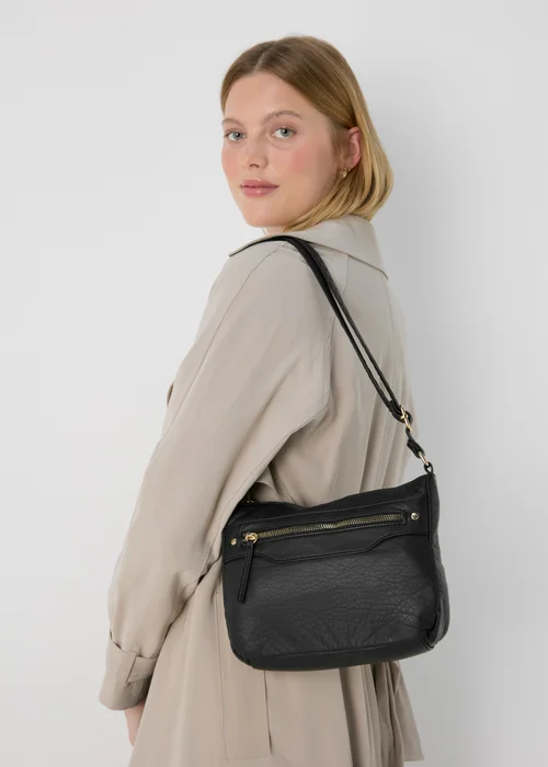 Black PU Washed Messenger Bag - One Size Image 1
