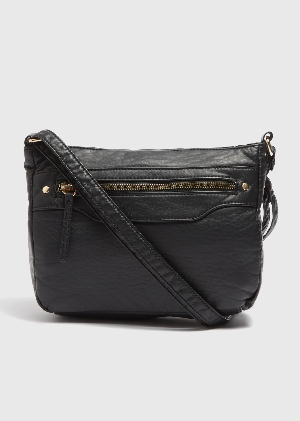 Black PU Washed Messenger Bag - One Size Image 3
