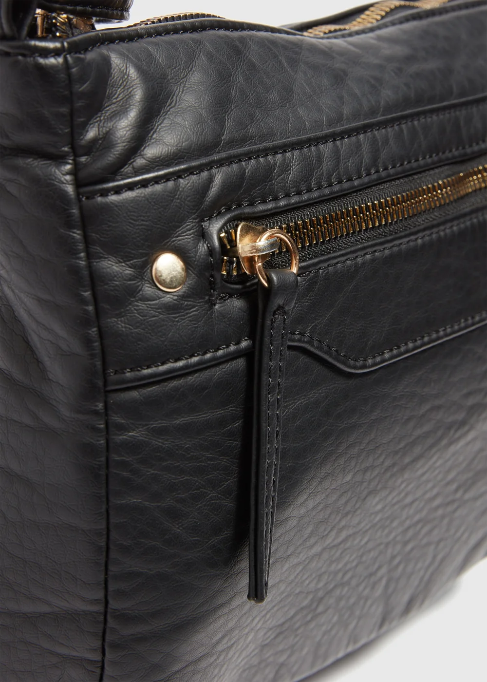 Black PU Washed Messenger Bag - One Size Image 4