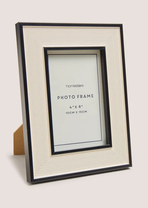 Cream & Black Ribbed Frame (10cmx15cm) Image 1