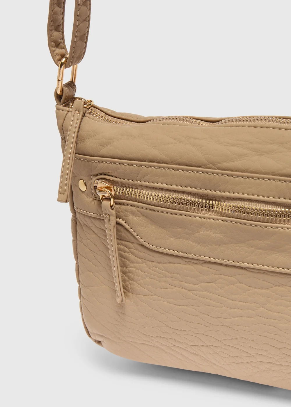 Taupe PU Messenger Bag - One Size Image 4