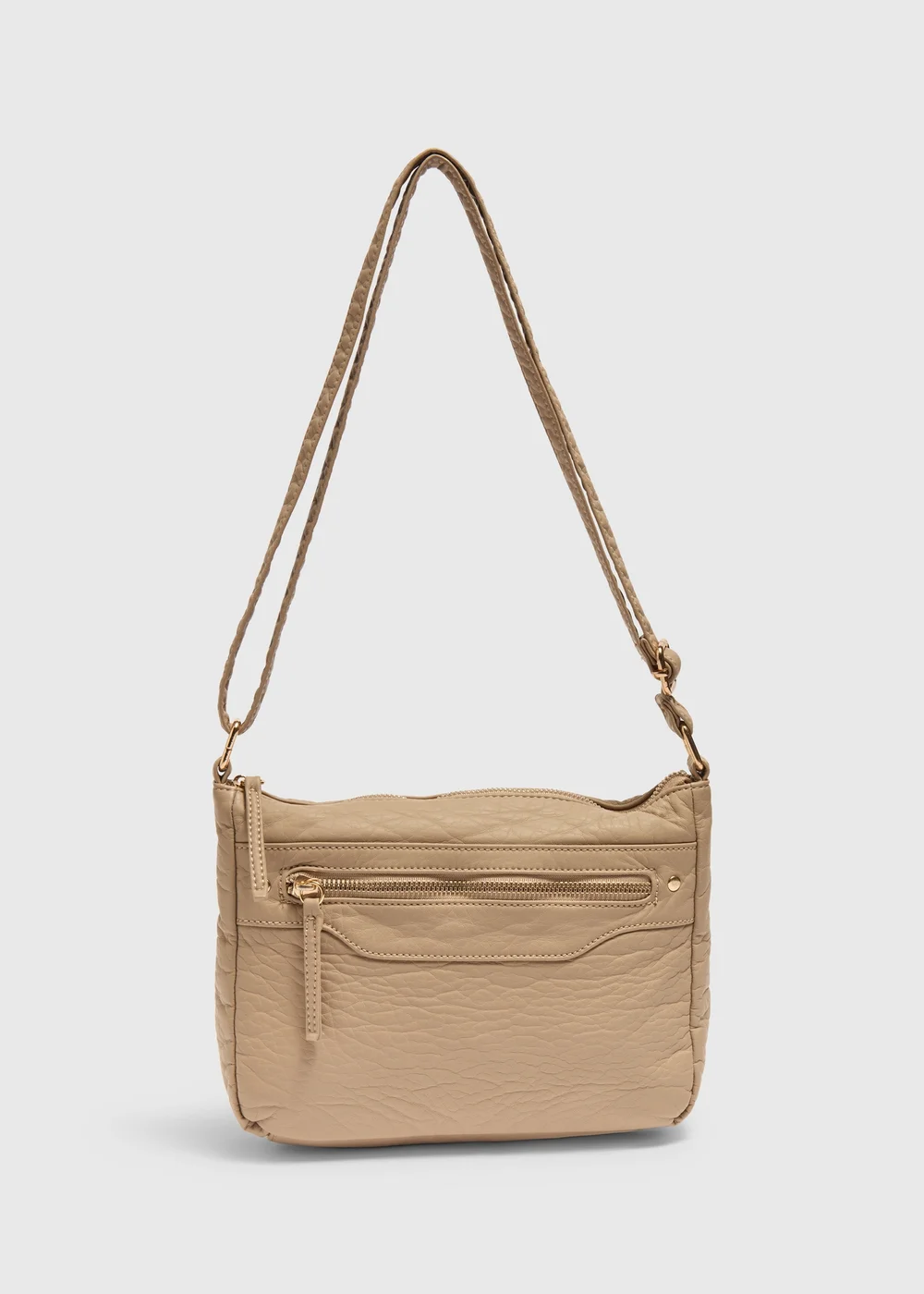 Taupe PU Messenger Bag - One Size Image 3