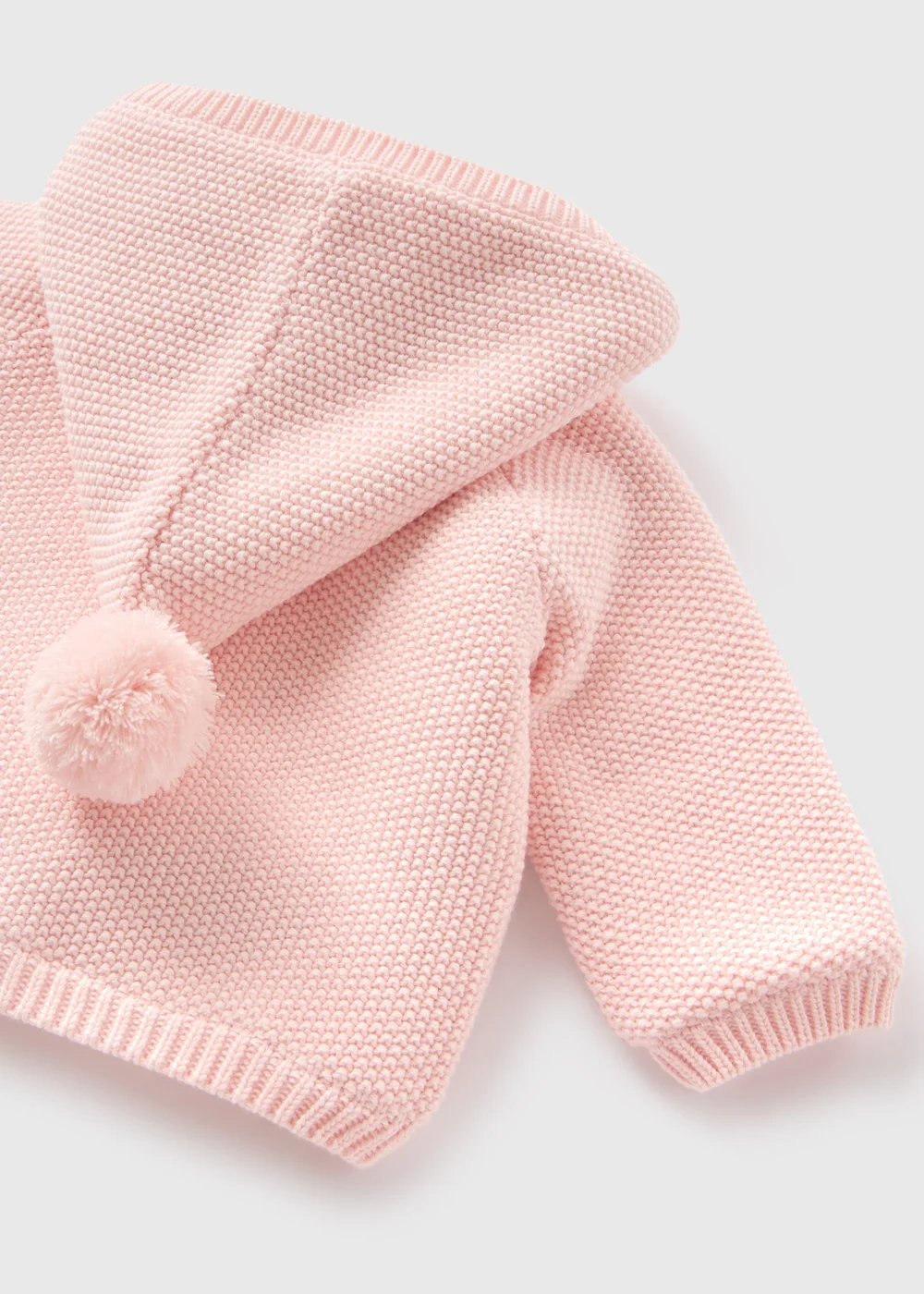 Baby Pink Borg Lined Knitted Cardigan (Newborn-23mths) - 0-3 months Image 2