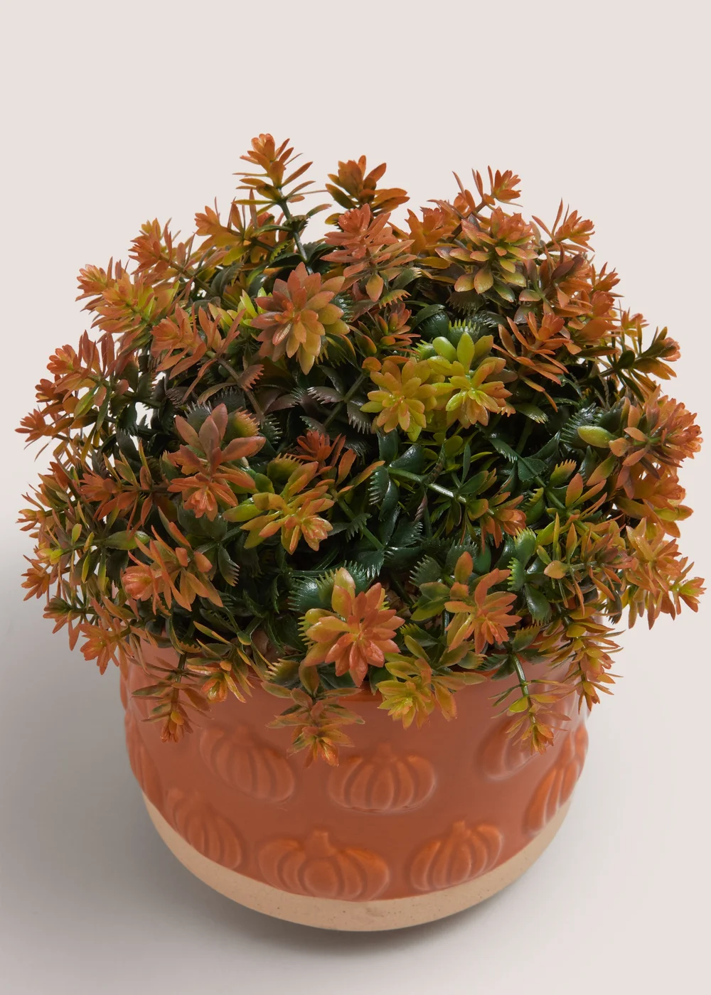 Orange Plant In Pumpkin Embossed Pot Image 2