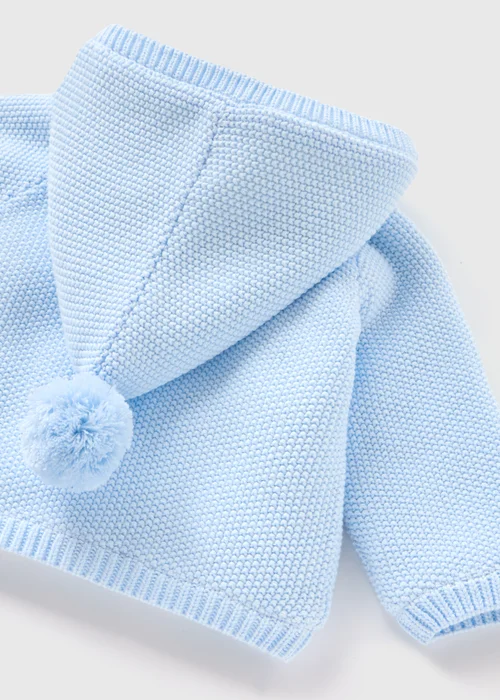 Baby Blue Borg Lined Knitted Cardigan (Newborn-23mths) - 0-3 months Image 2