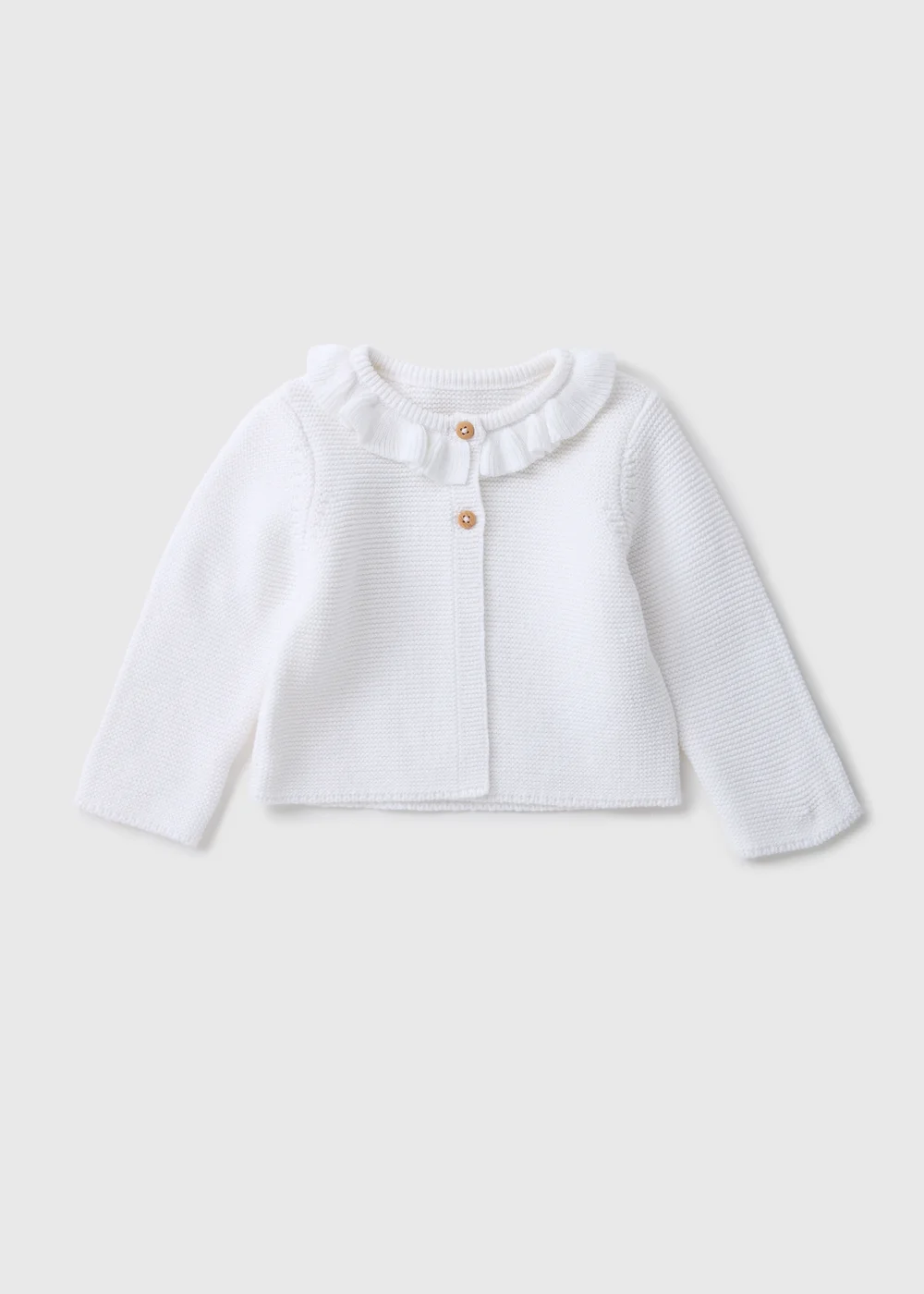 Baby White Frill Knitted Cardigan (Newborn-23mths) - 0-3 months Image 1