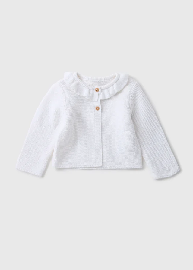 Baby White Frill Knitted Cardigan (Newborn-23mths)