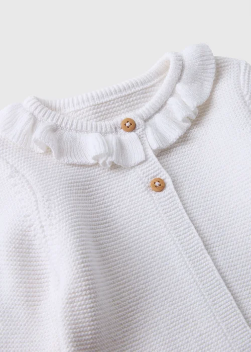 Baby White Frill Knitted Cardigan (Newborn-23mths) - 0-3 months Image 2