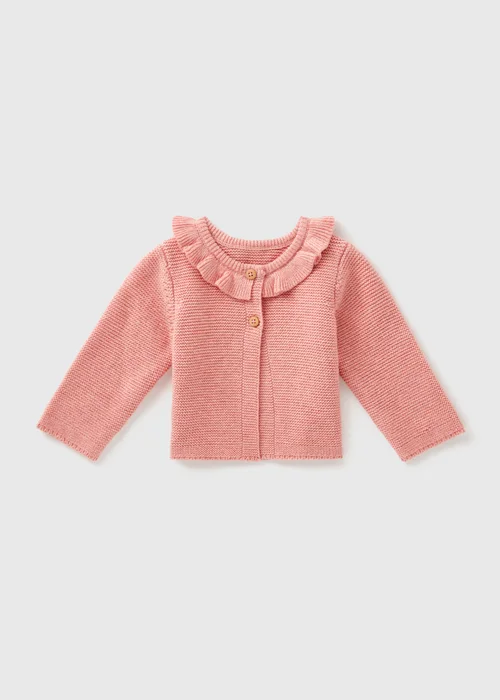 Baby Pink Frill Knitted Cardigan (Newborn-23mths) - 0-3 months Image 1