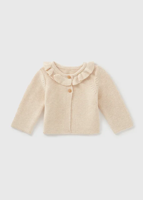Baby Beige Frill Knitted Cardigan (Newborn-23mths) - 0-3 months Image 1