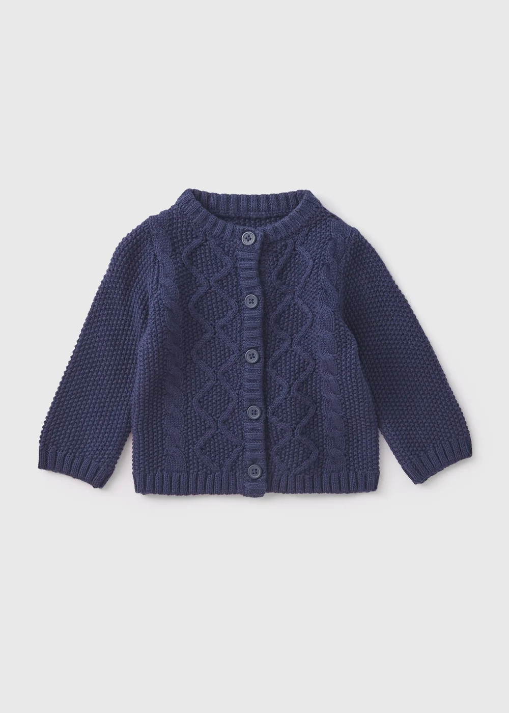 Baby Navy Knitted Cardigan (Newborn-23mths) - 0-3 months Image 1