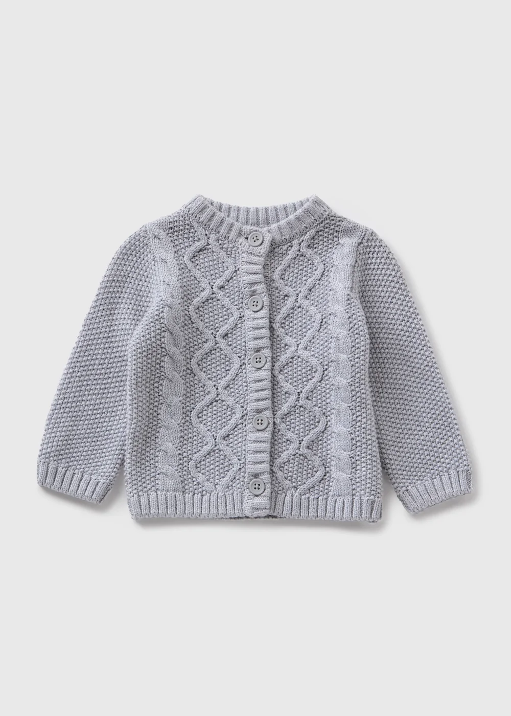 Baby Grey Cable Knit Cardigan (Newborn-23mths) - 0-3 months Image 1
