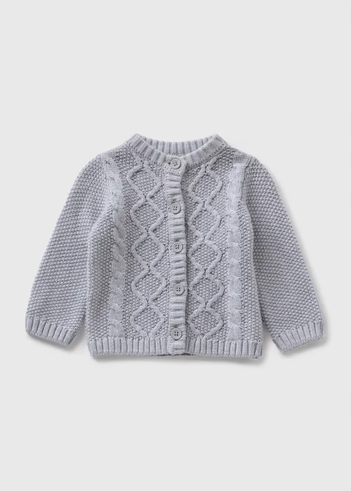 Baby Grey Cable Knit Cardigan (Newborn-23mths) - 0-3 months Image 1