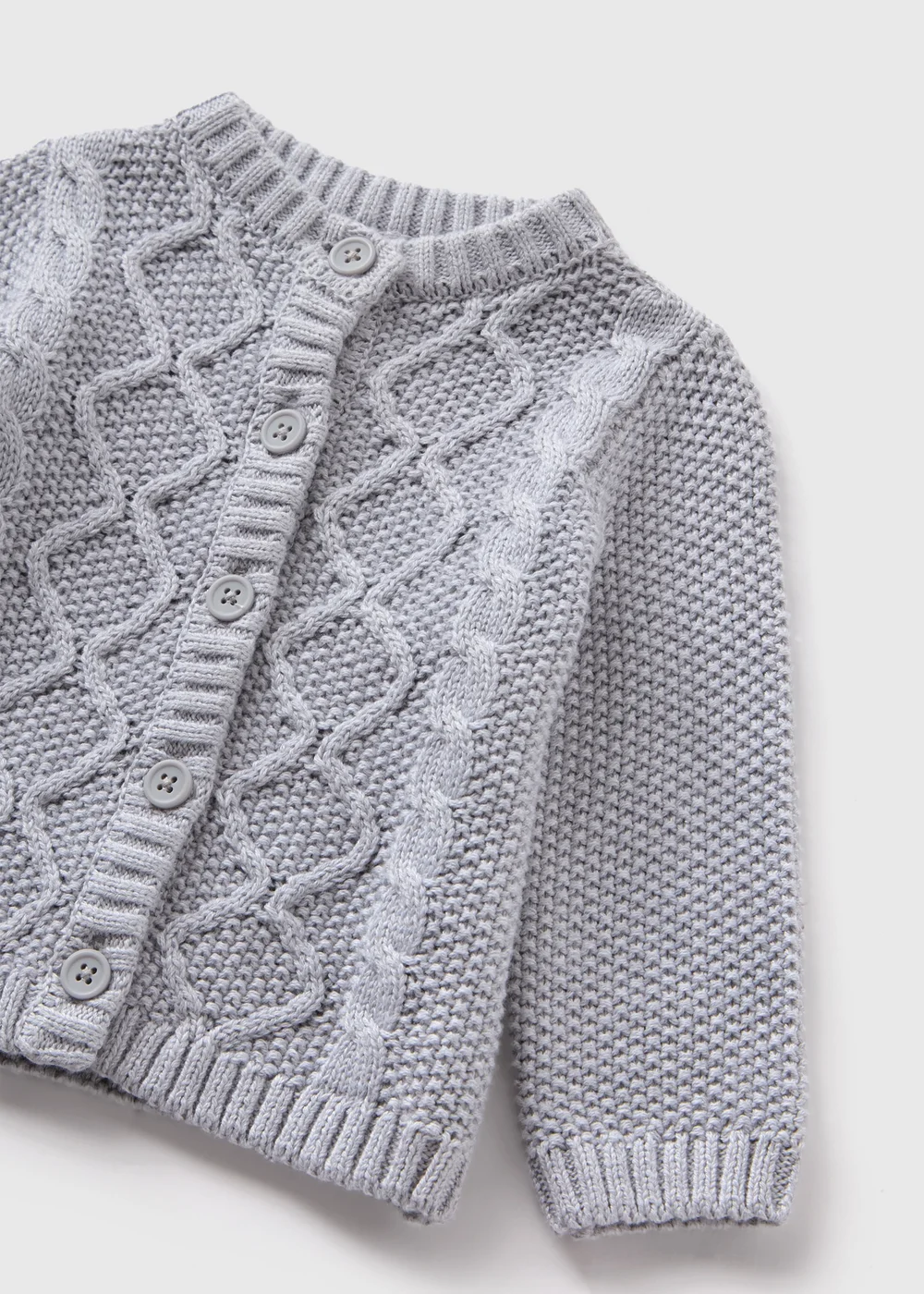Baby Grey Cable Knit Cardigan (Newborn-23mths) - 0-3 months Image 2