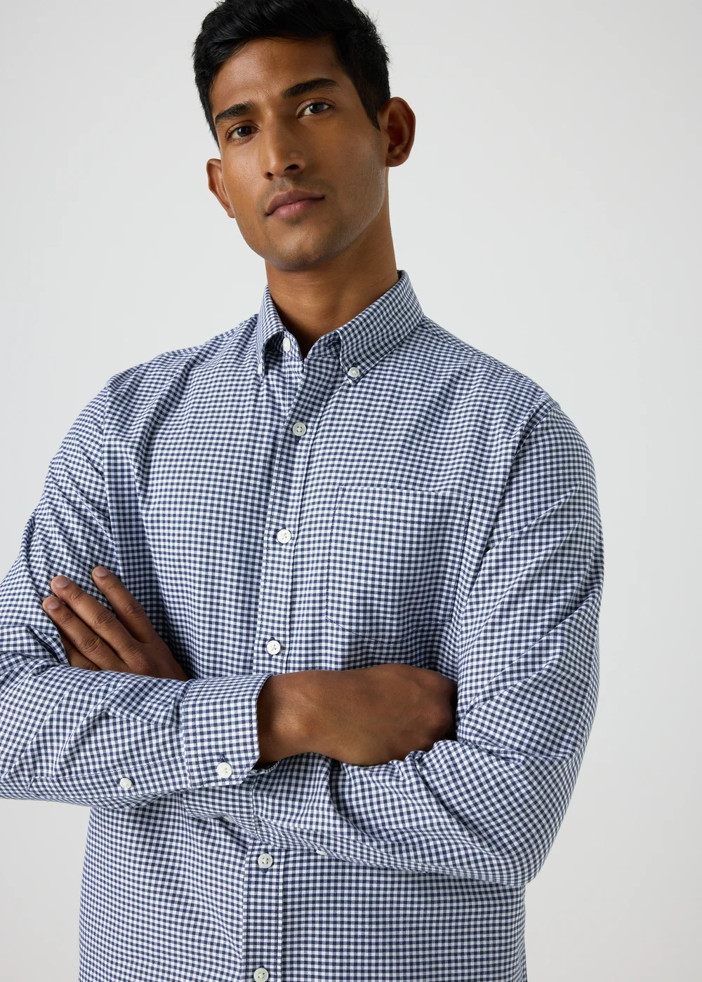 Blue Check Gingham Oxford Shirt - S Image 1