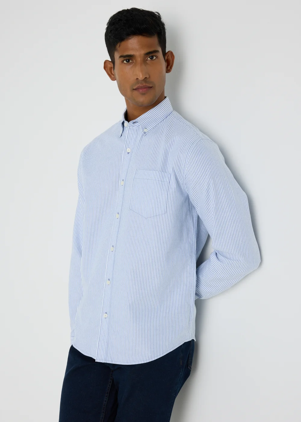 Blue Striped Oxford Shirt - S Image 3