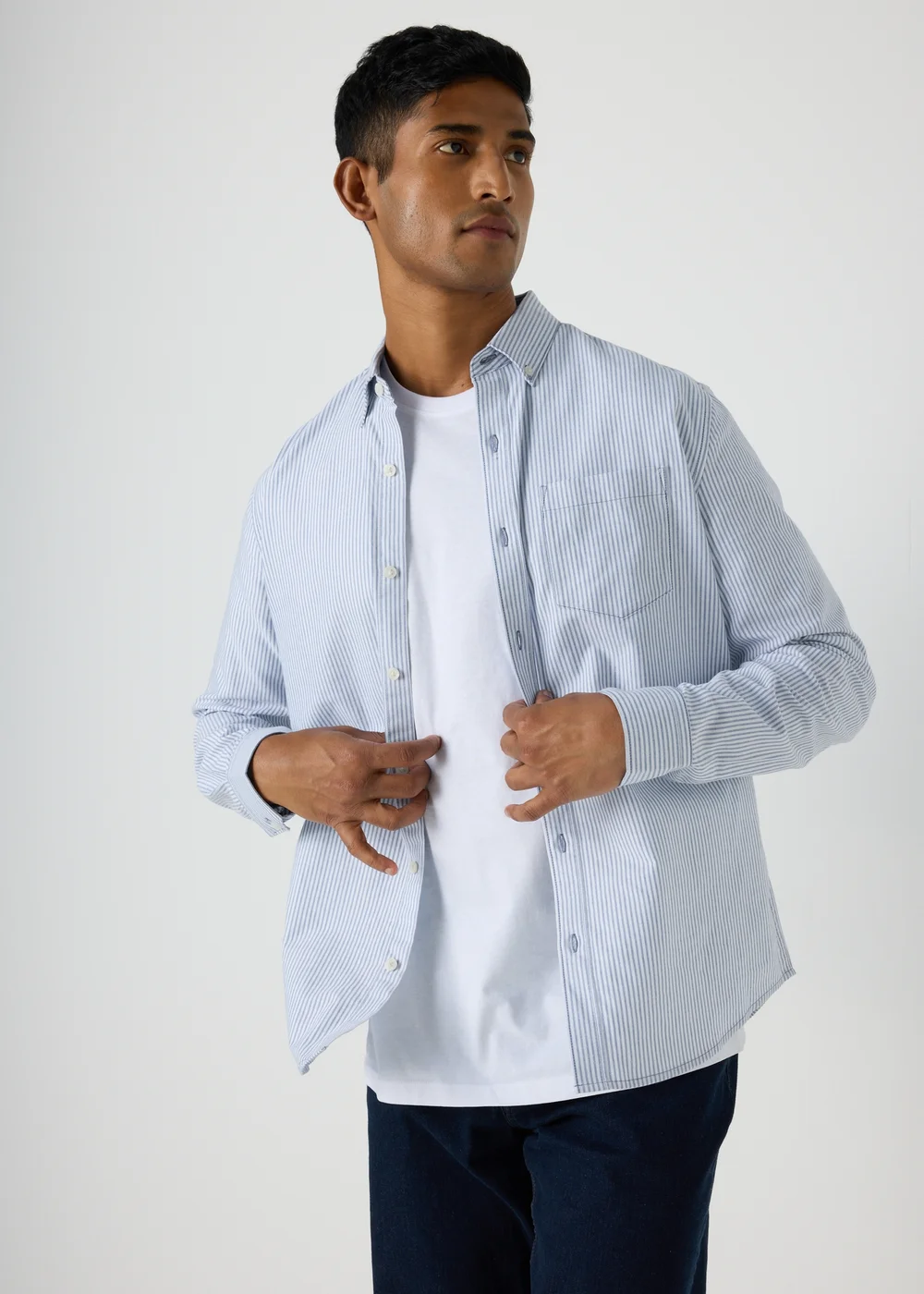 Blue Striped Oxford Shirt - S Image 1