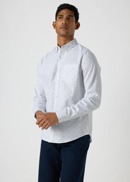 White Geometric Oxford Shirt - S Image 1