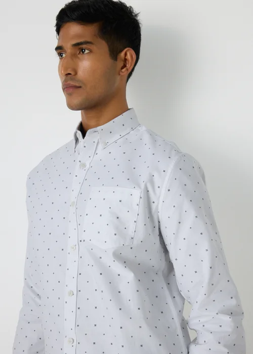 White Geometric Oxford Shirt - S Image 3
