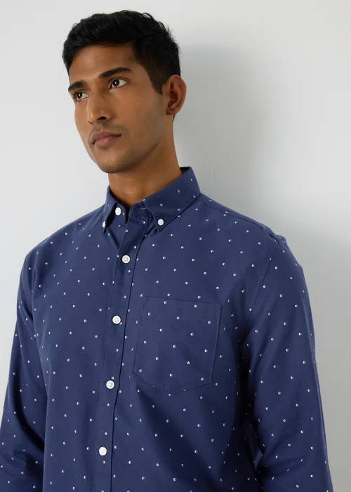 Navy Geometric Oxford Shirt - S Image 3