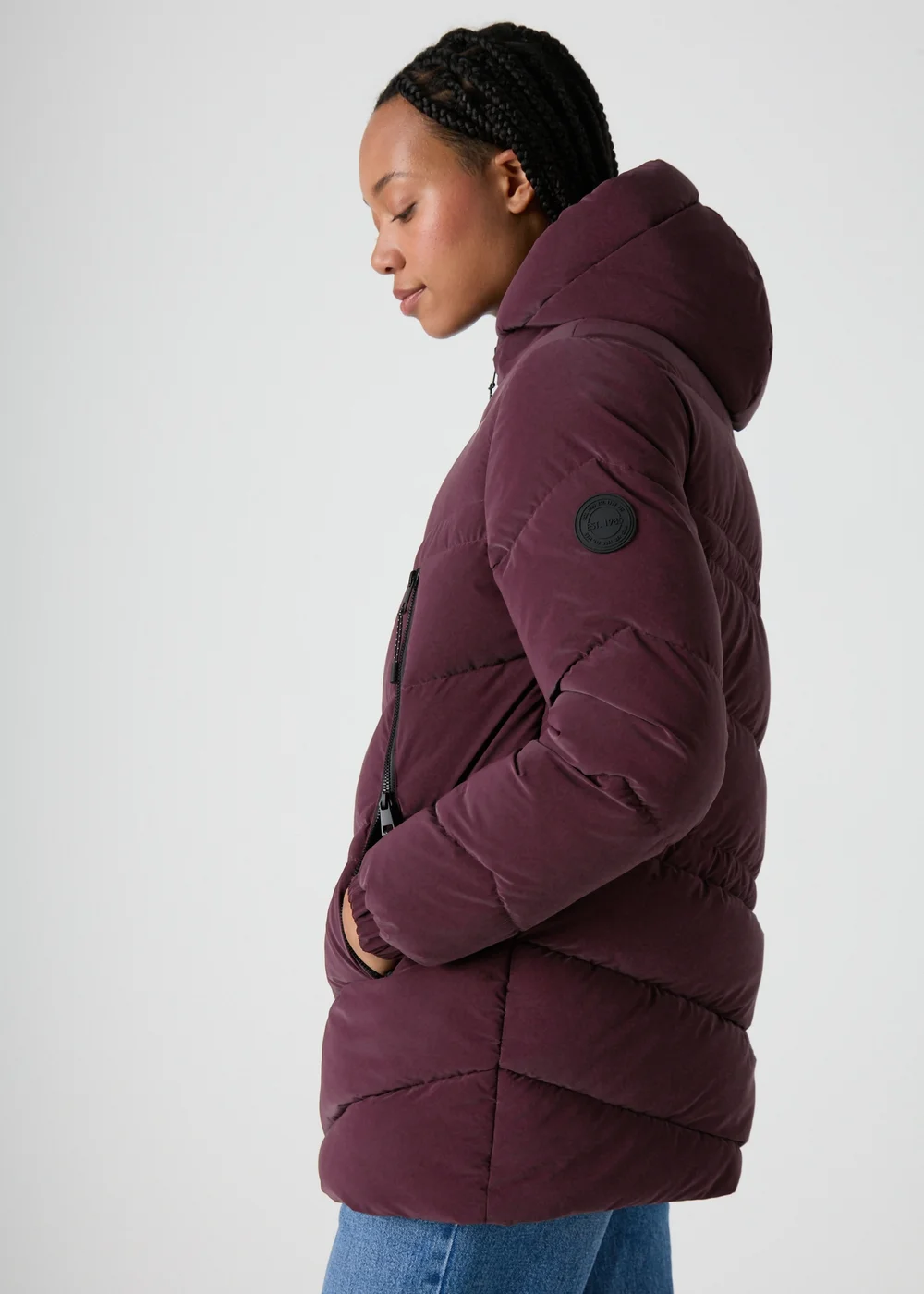 Burgundy Technical Mid Padded Coat - Size 8 Image 3
