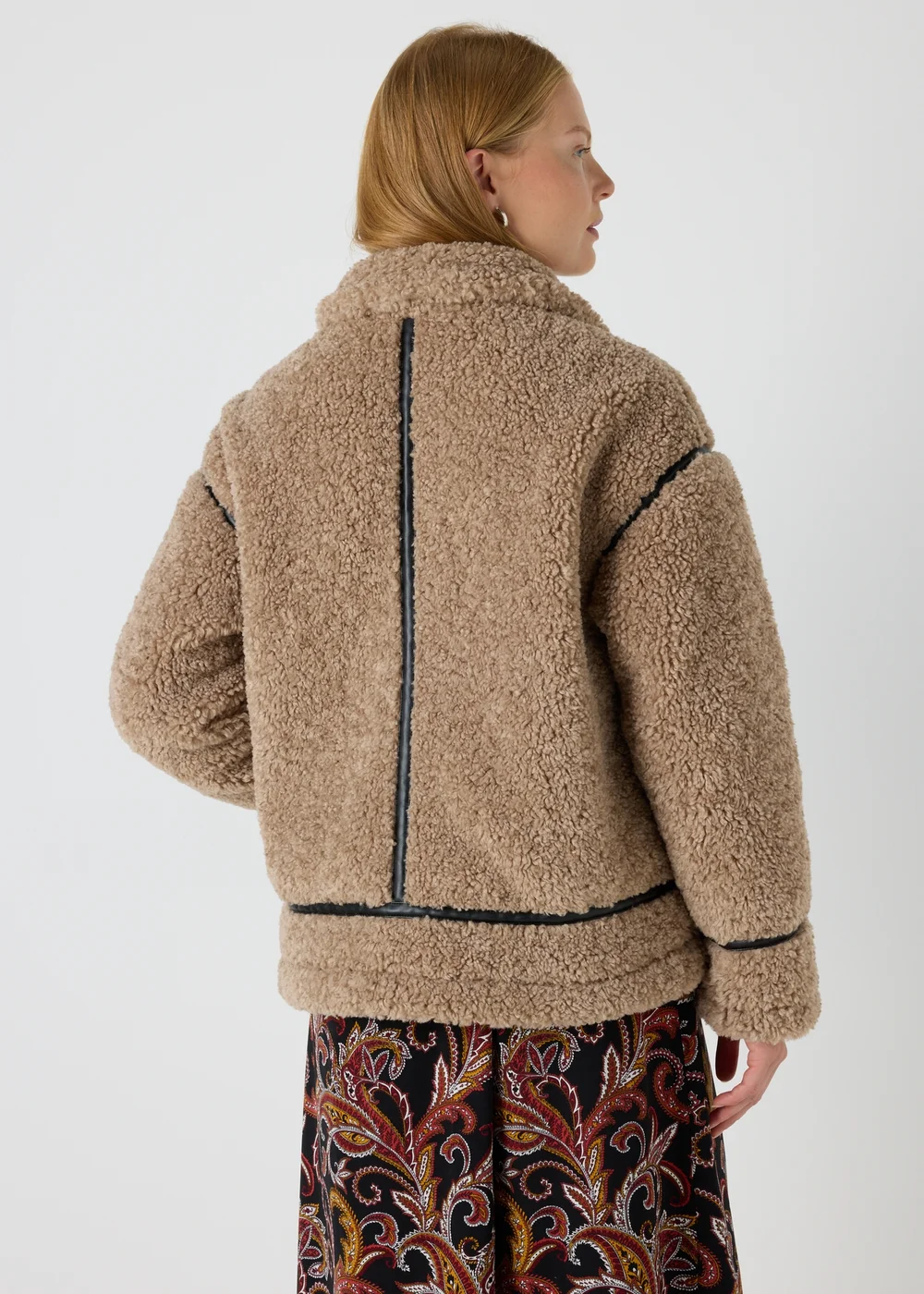 Beige Borg Aviator Jacket - 8 Image 2