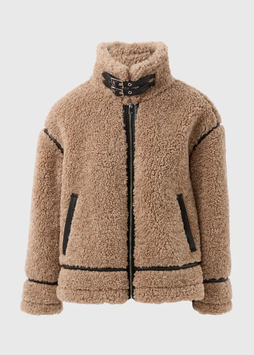 Beige Borg Aviator Jacket - 8 Image 4