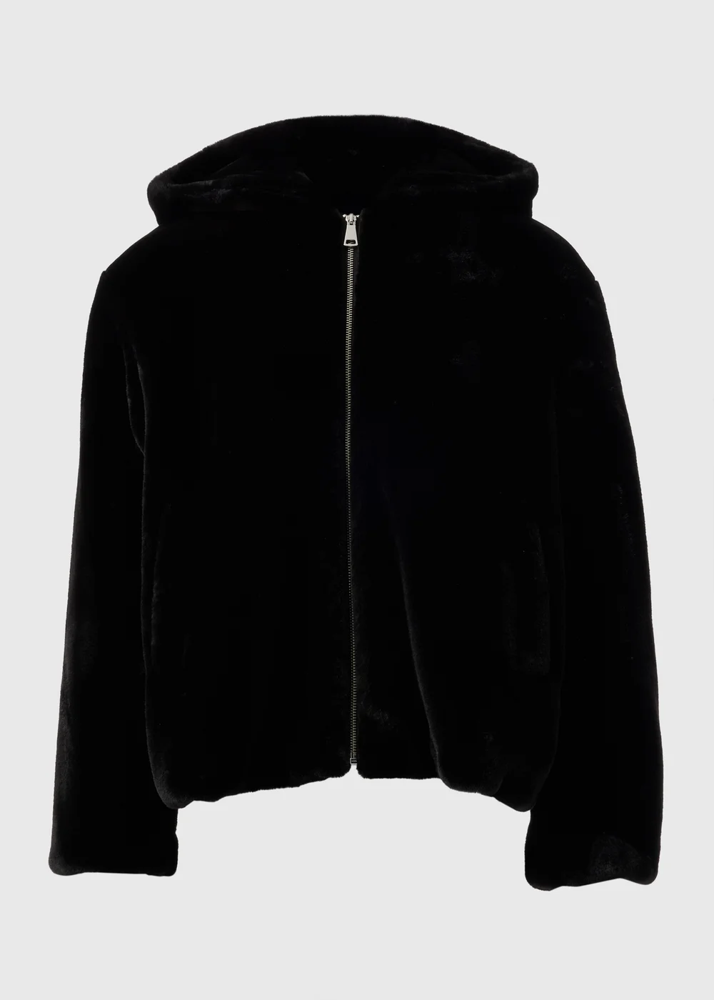 Black Faux Fur Hooded Coat - 8 Image 3