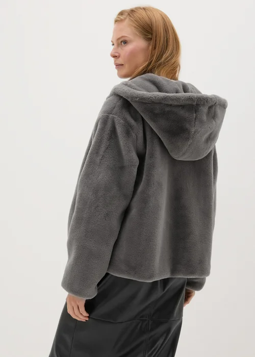 Grey Faux Fur Hooded Coat - 8 Image 2