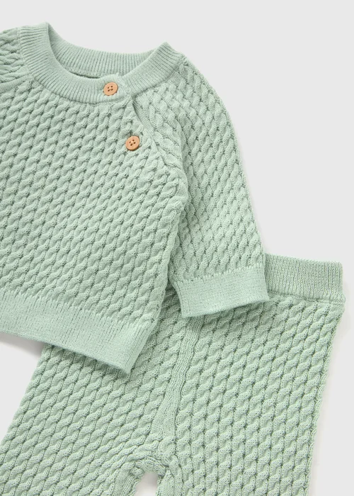 Baby Green Cable Knit Top & Trouser Set (Newborn-23mths) - Age 0 - 3 Months Image 2