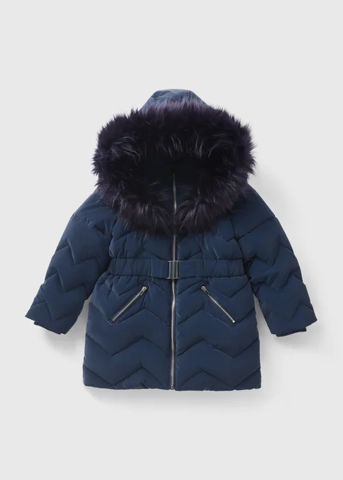 Girls Showerproof Navy Padded Coat (7-15yrs) - 7 Yrs Image 1