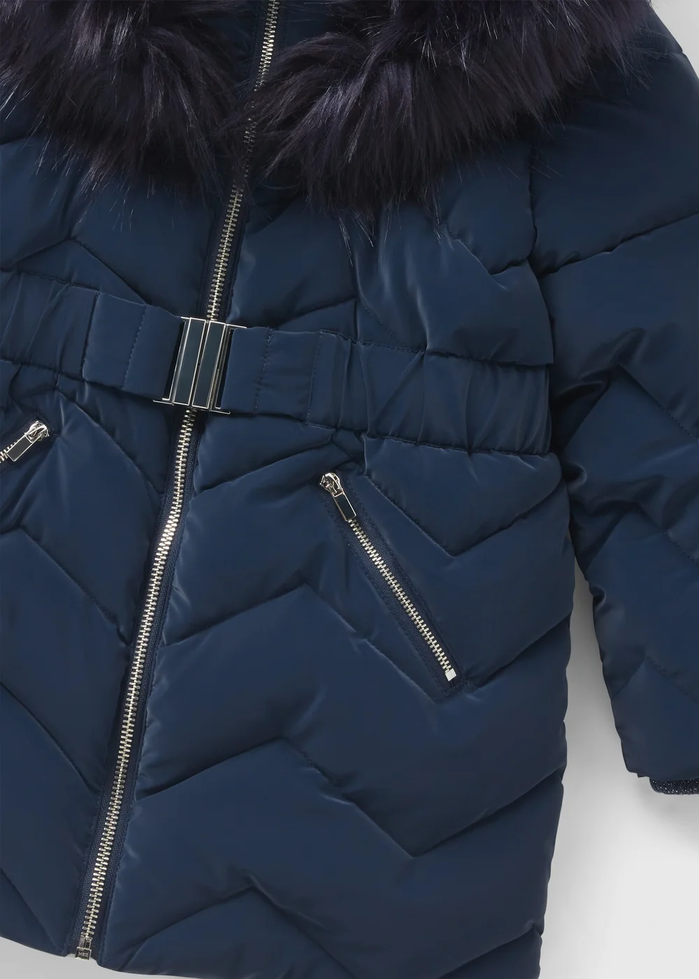 Girls Showerproof Navy Padded Coat (7-15yrs) - 7 Yrs Image 2