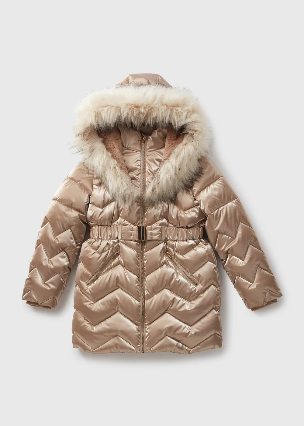 Girls Showerproof Gold Padded Coat (7-15yrs) - 7 Yrs Image 1