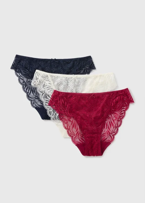 3 Pack Burgundy High Leg Knickers - 8 Image 1