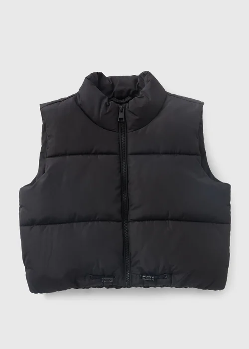 Girls Showerproof Black Cropped Gilet (7-15yrs) - 10 Yrs Image 1