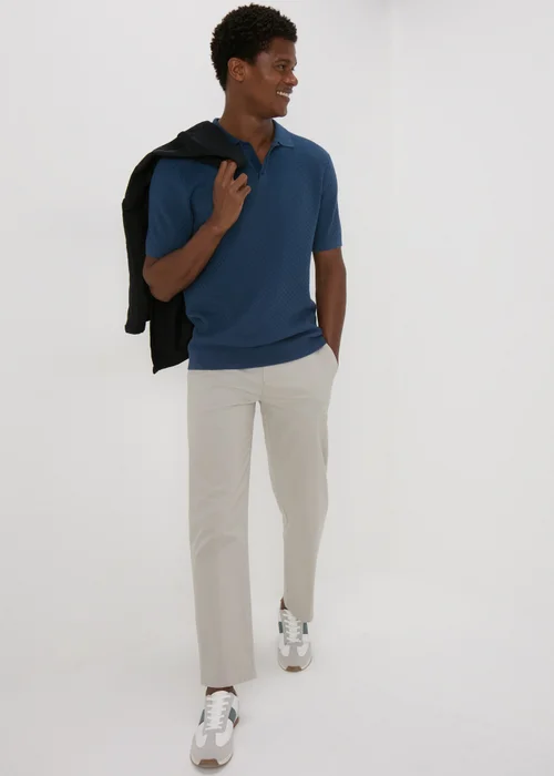 Blue Basketweave Polo Shirt - S Image 4