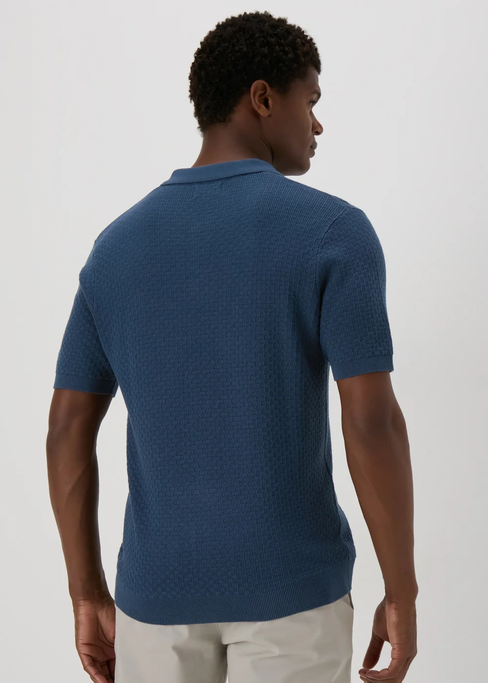 Blue Basketweave Polo Shirt - S Image 2