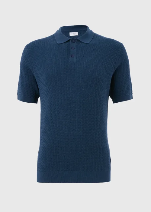 Blue Basketweave Polo Shirt - S Image 5