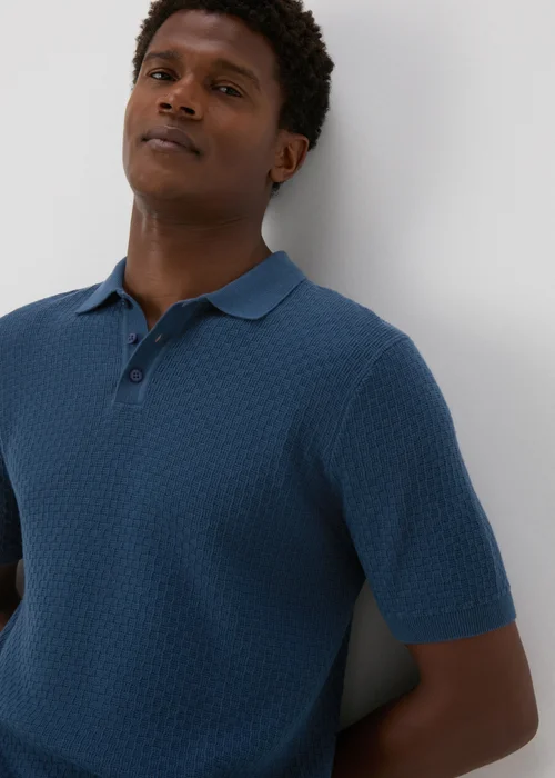 Blue Basketweave Polo Shirt - S Image 3
