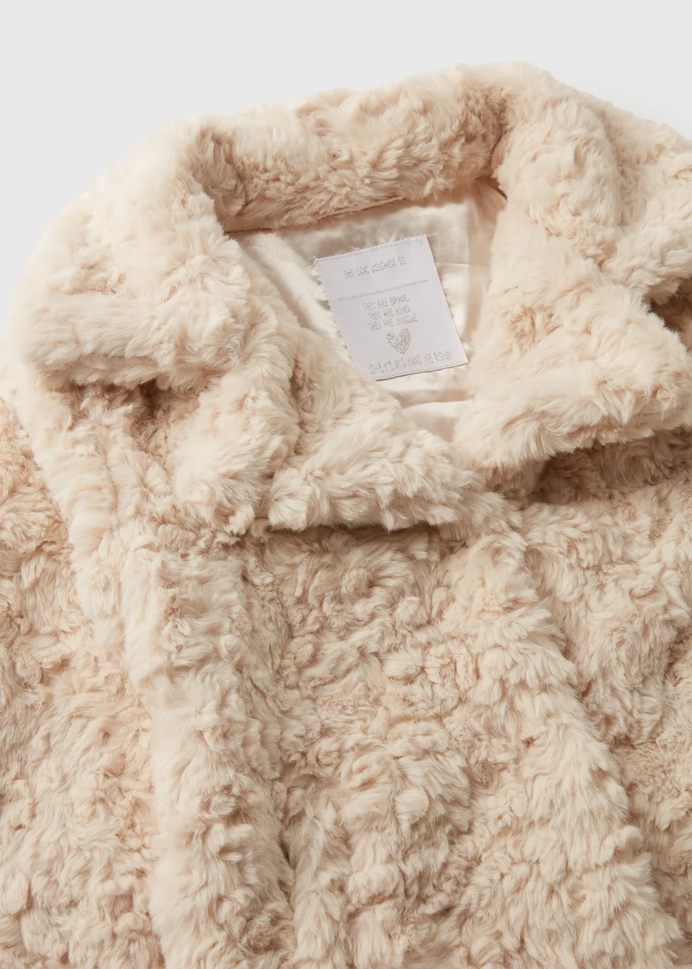 Girls Cream Textured Fur Coat (7-15yrs) - 7 Yrs Image 2