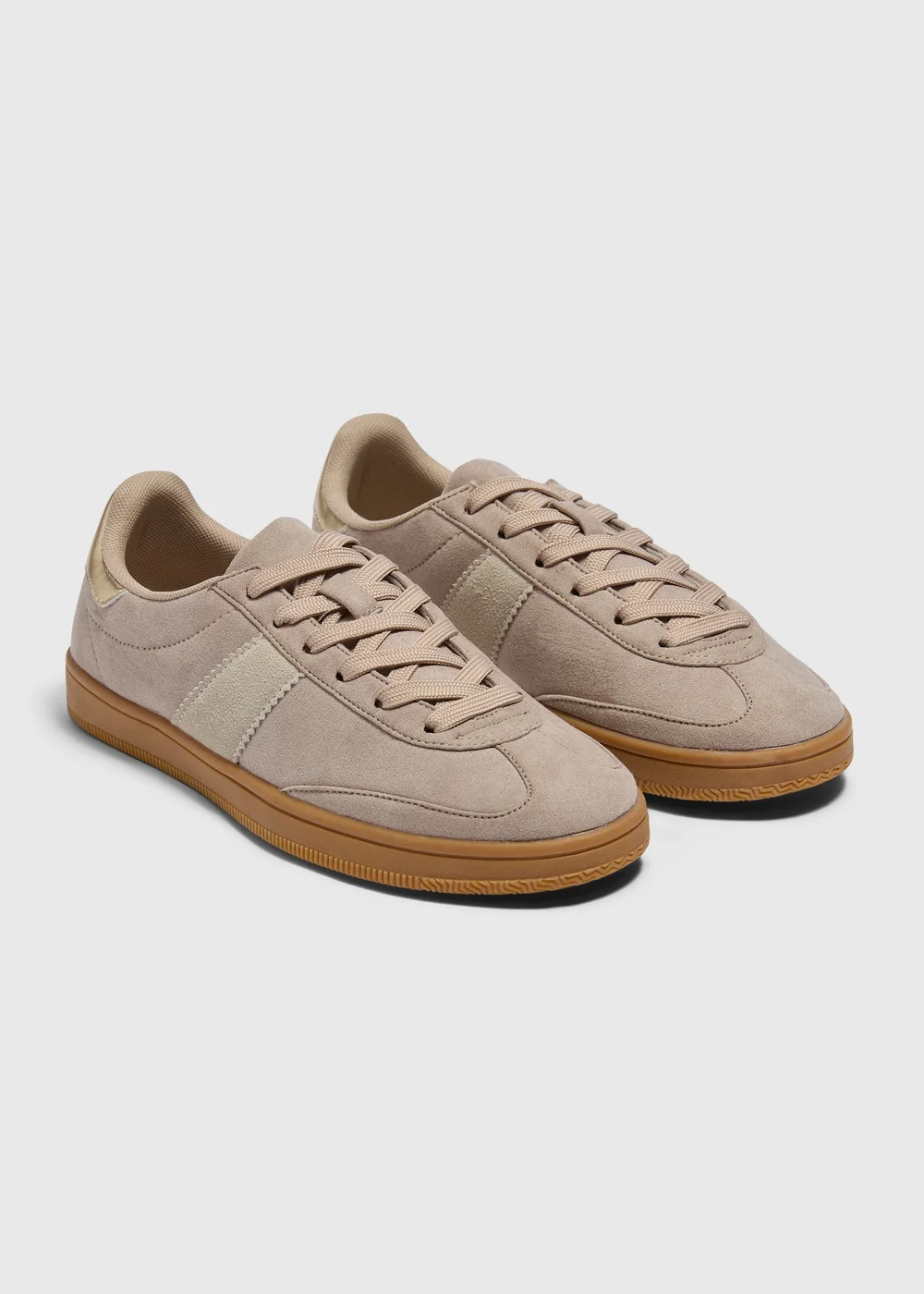 Stone Suede Retro Trainers - Size 3 Image 1