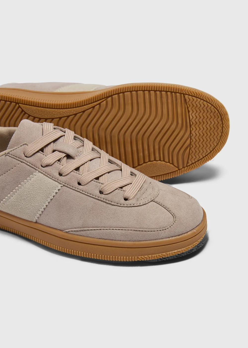 Stone Suede Retro Trainers - Size 3 Image 2