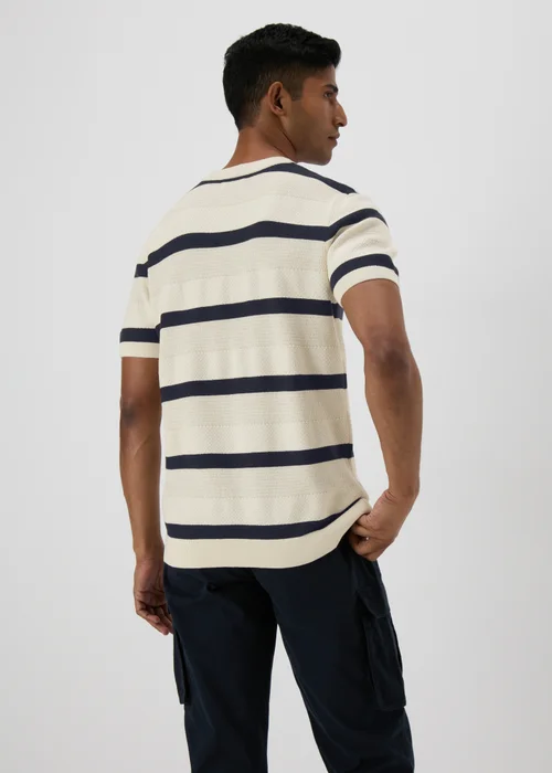 Ecru Stripe Knitted T-Shirt - S Image 2
