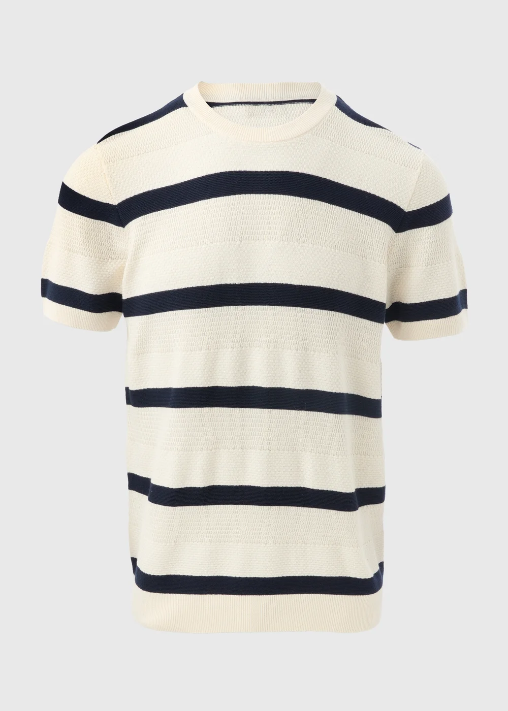Ecru Stripe Knitted T-Shirt - S Image 5