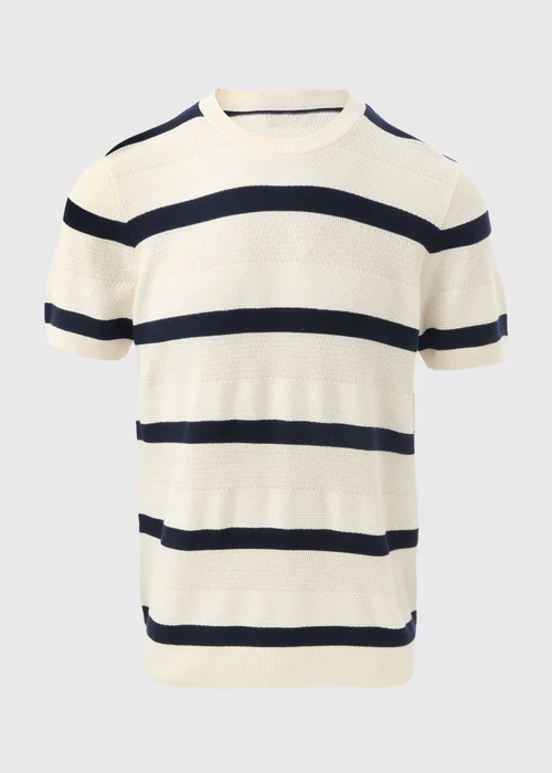 Ecru Stripe Knitted T-Shirt - S Image 5