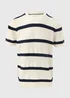 Ecru Stripe Knitted T-Shirt - S Image 5