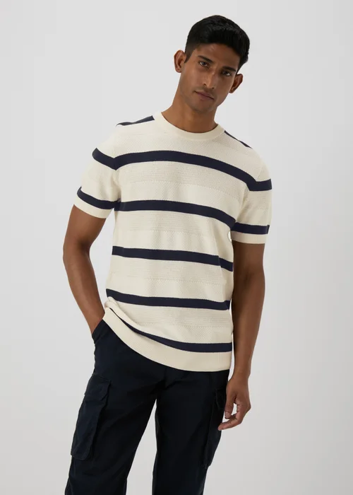 Ecru Stripe Knitted T-Shirt - S Image 4